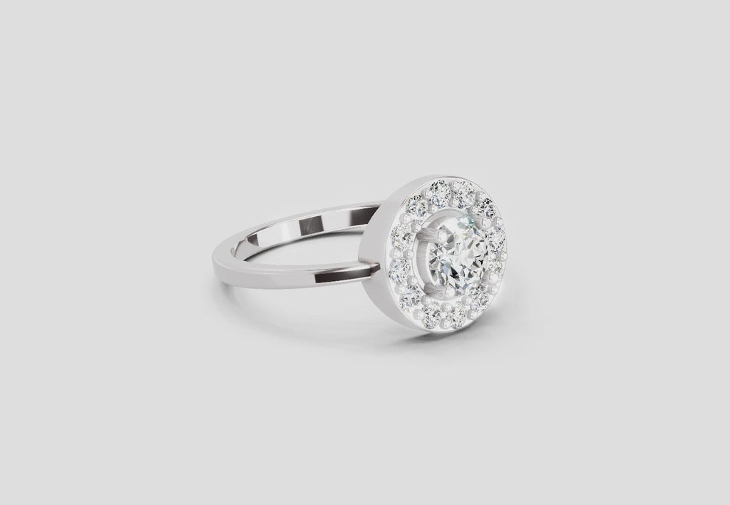 0.85 Ct Round Halo Ring | 14K White Gold