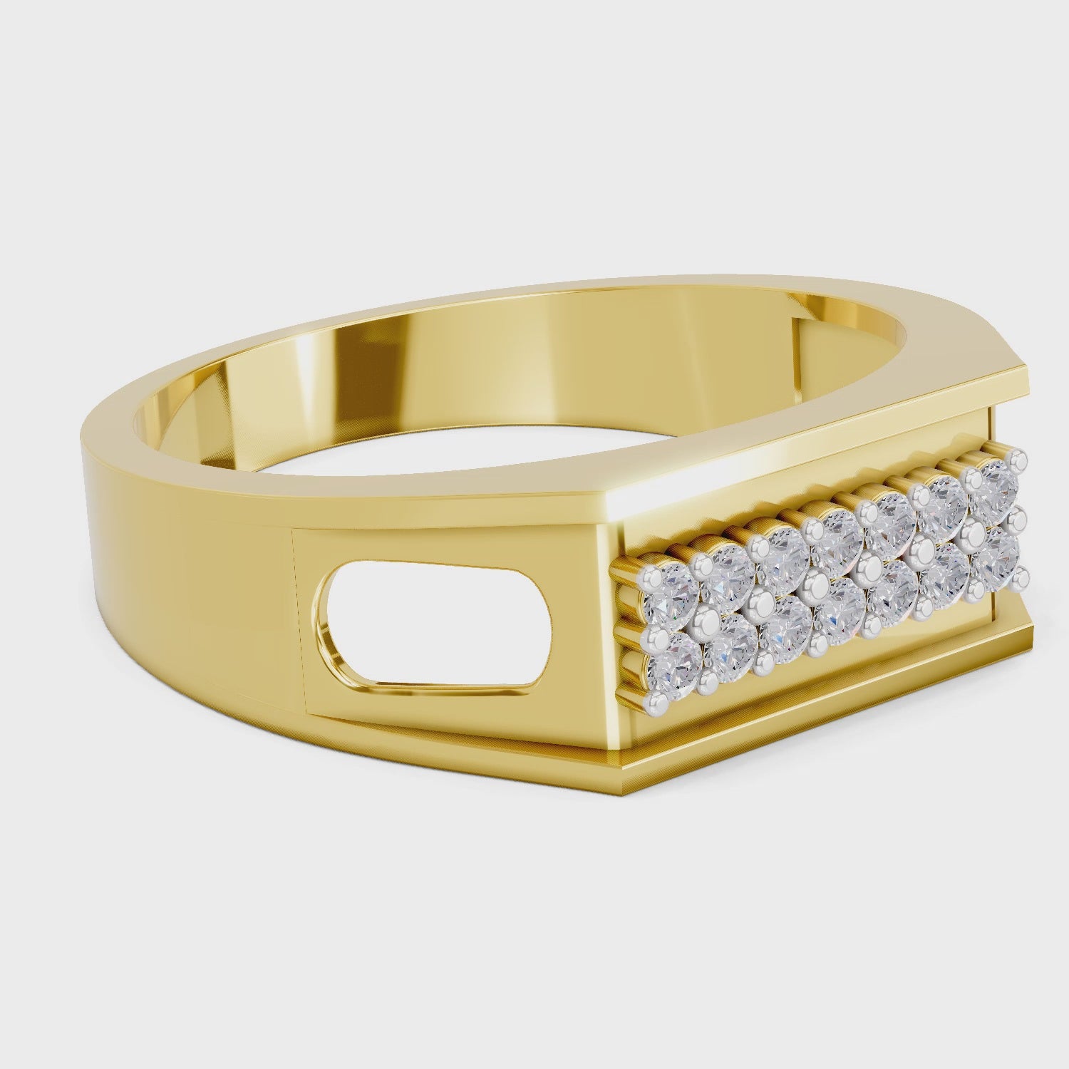Load video: 0.26 Carat  | 925 Sterling Silver Gold Plated Diamond Bar Fashion Ring