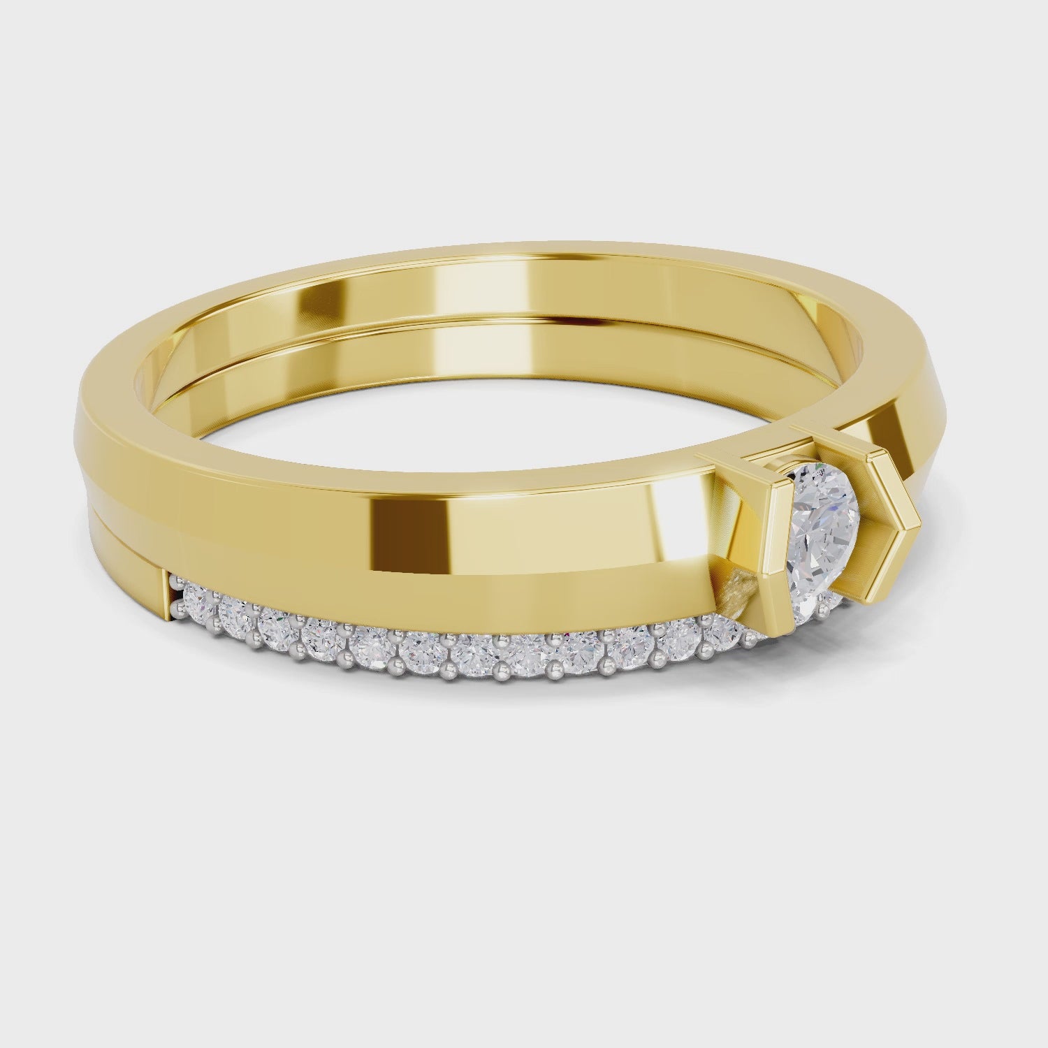Load video: 0.25 Carat  | 925 Sterling Silver Gold Plated Fashion Band Ring