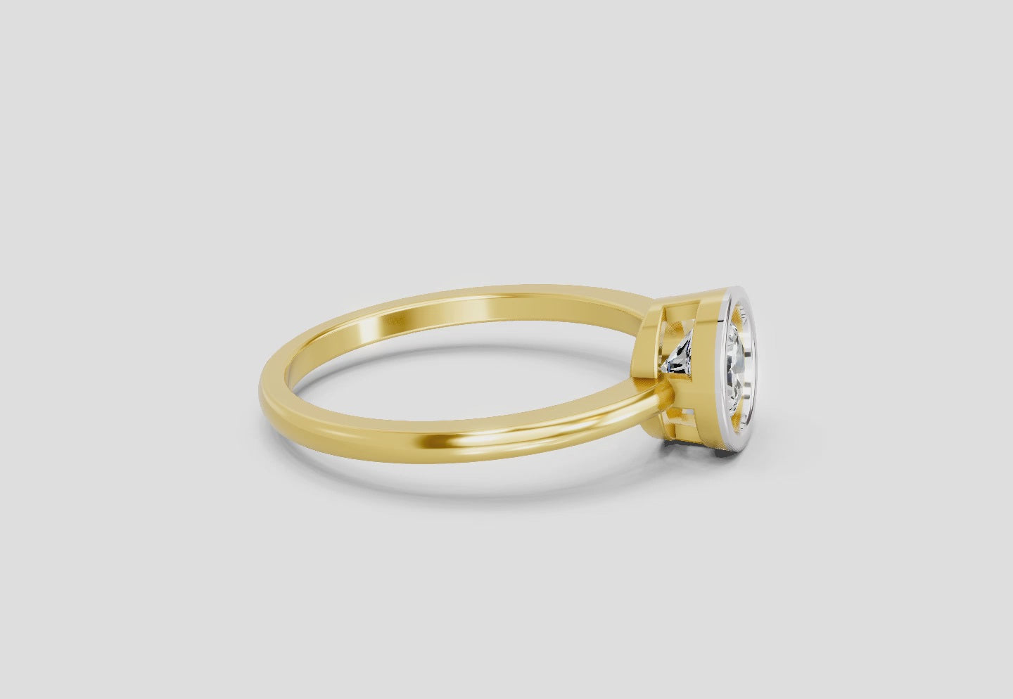 Load video: Bezel Solitaire 0.75 Ct  Round Shape Diamond | 14K Yellow Gold