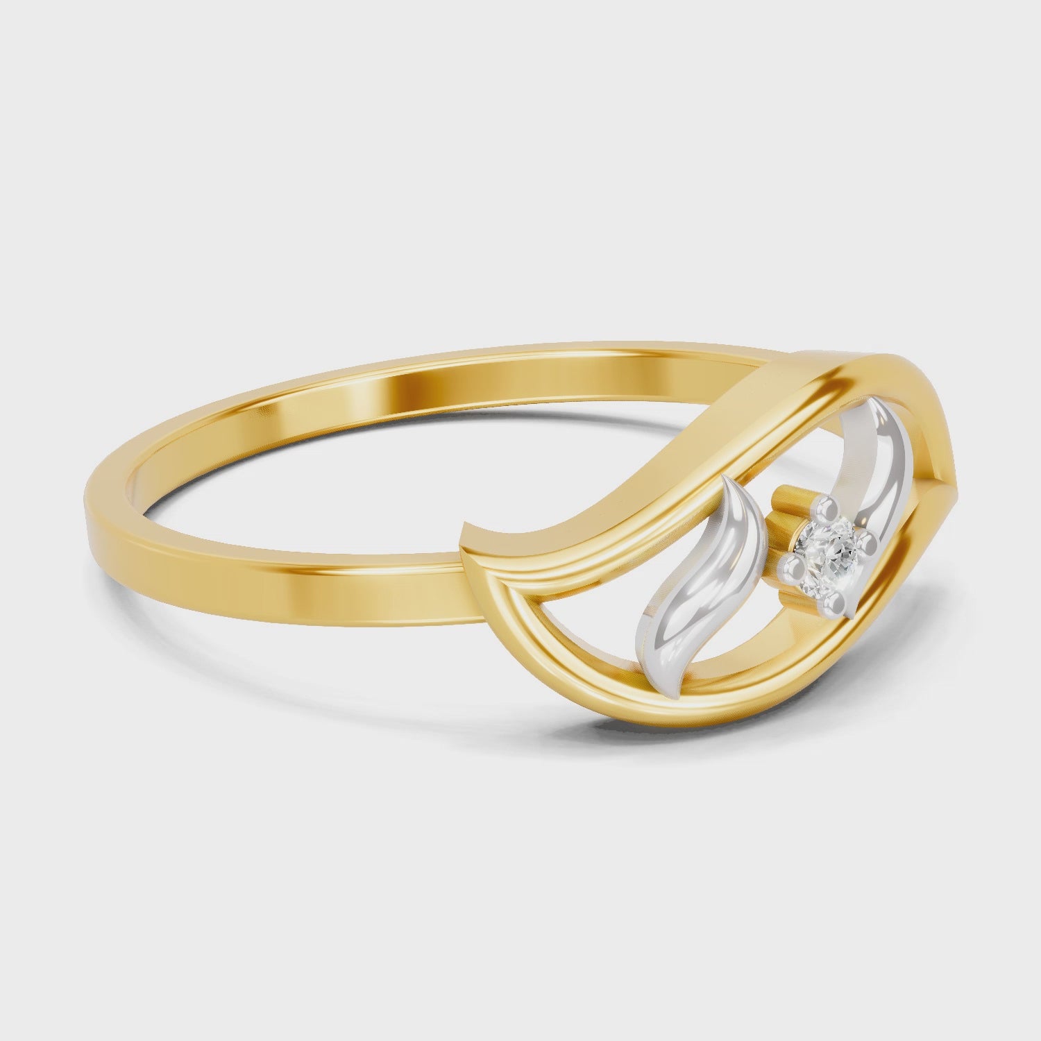 Load video: 0.02 Carat  | 925 Sterling Silver Gold Plated Leaf Fashion Ring
