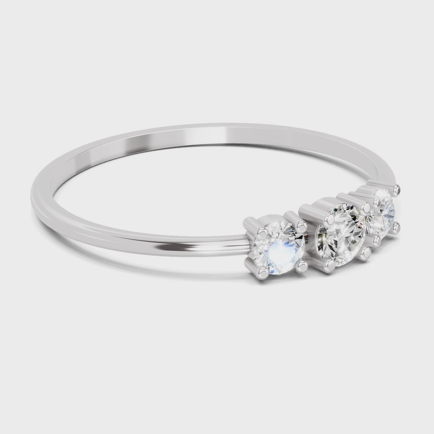 Sparkles Lab Grown Diamond 0.24 Carat Three Stone Diamond Engagement Ring | 14K White Gold