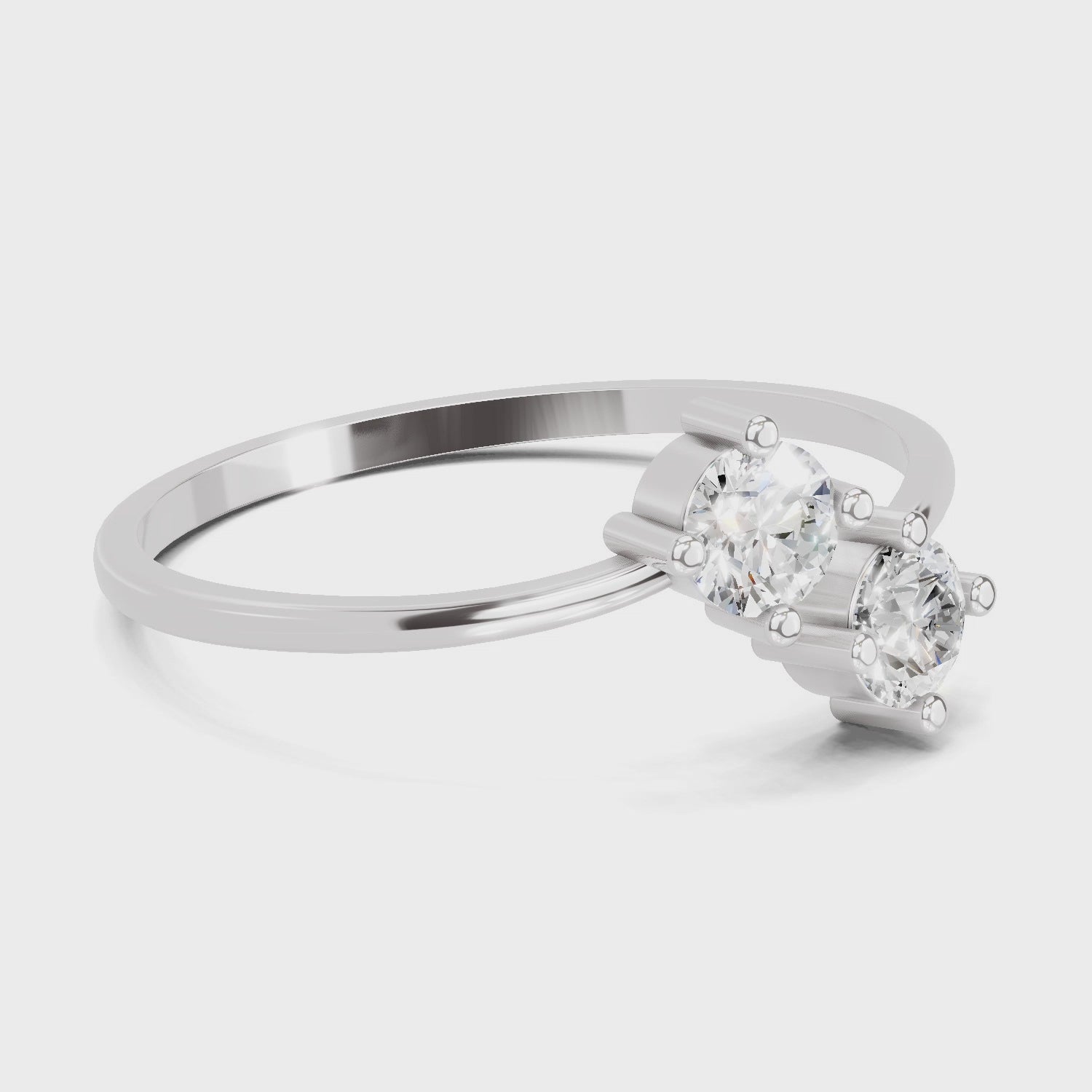 Load video: Sparkles Lab Grown Diamond 0.29 Carat Eternal Duo Diamond Engagement Ring | 14K White Gold