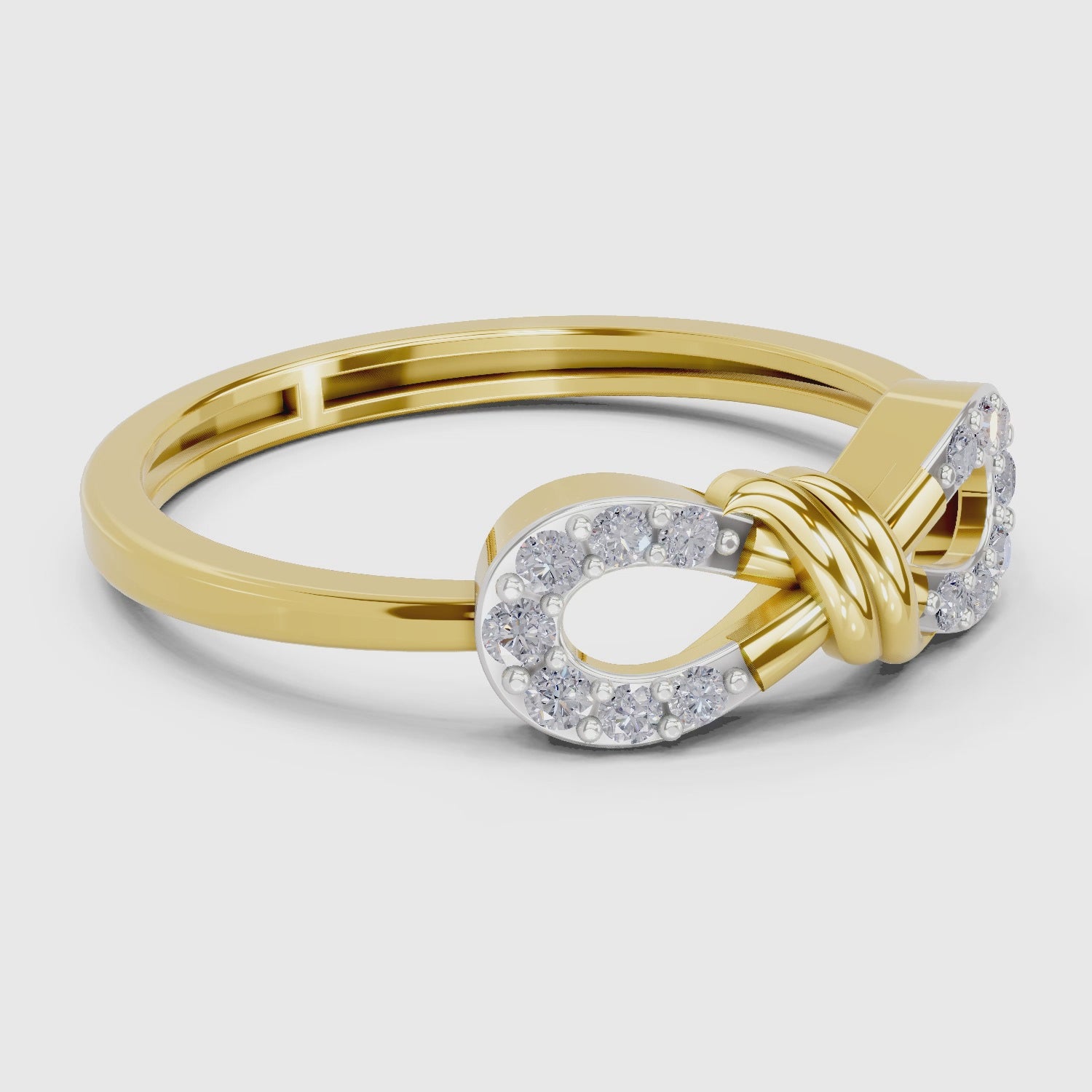 Load video: 0.16 Ct Round Shape | 925 Sterling Silver Gold Plated Infinity Ring
