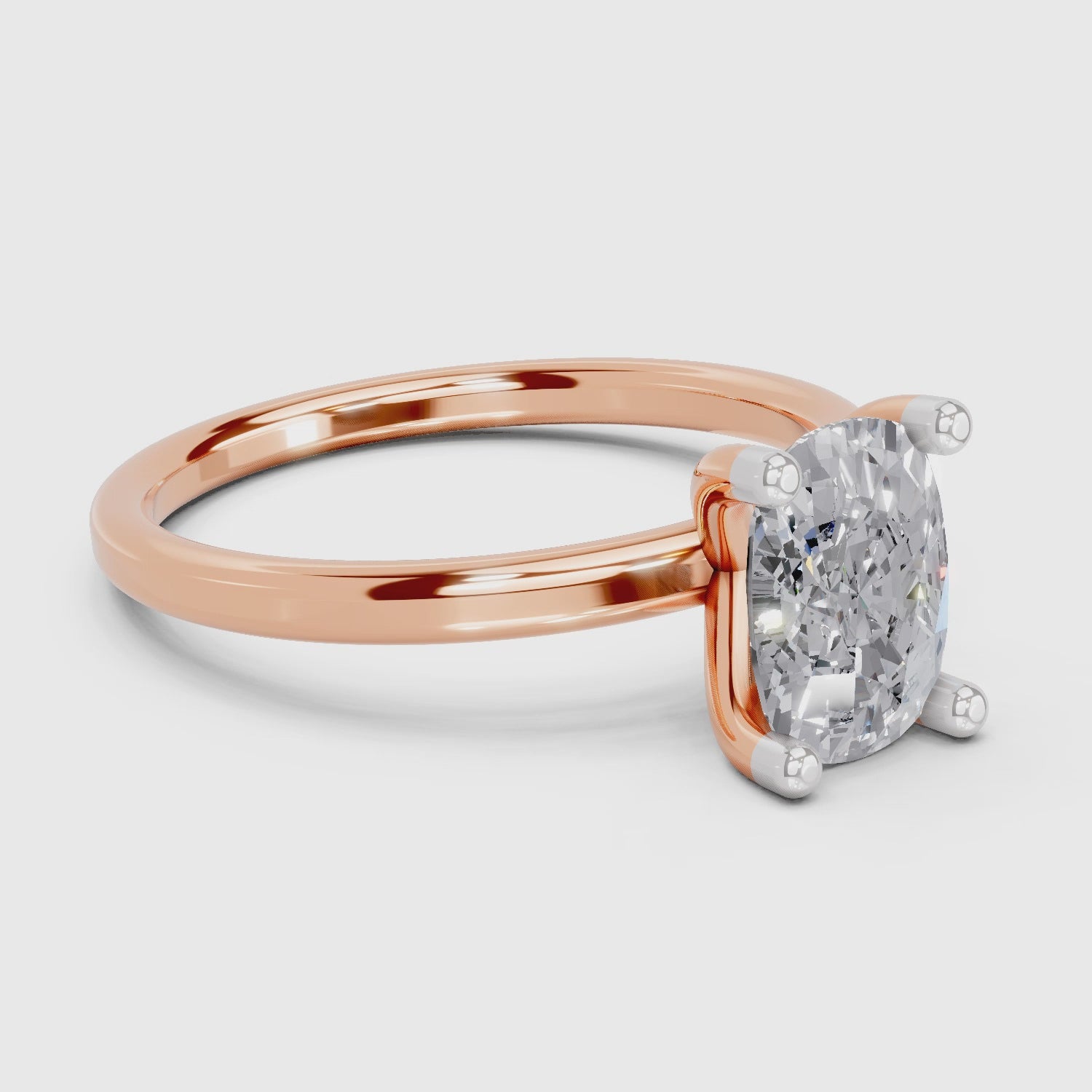 Load video: 1.38 Carat Cushion Shape Solitaire Diamond Engagement Ring | 14K Rose Gold