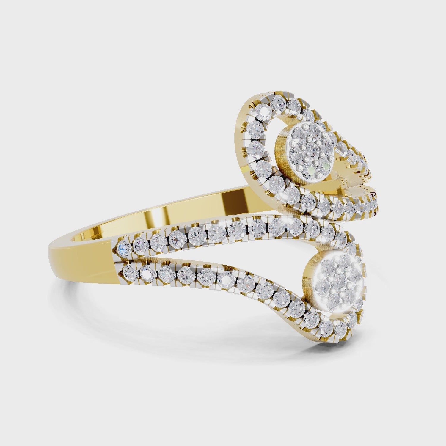 Load video: 0.48 Carat Round Shape Diamond | 925 Sterling Silver Gold Plated Twilight Duo Ring