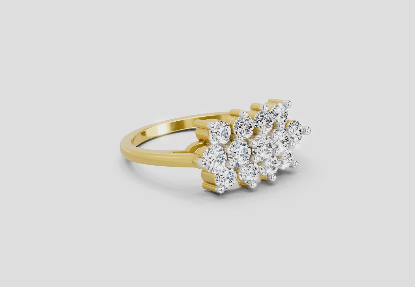 Load video: 1.02 Carat Diamond Cluster Bloom Promise Engagement Ring | 14K Yellow Gold