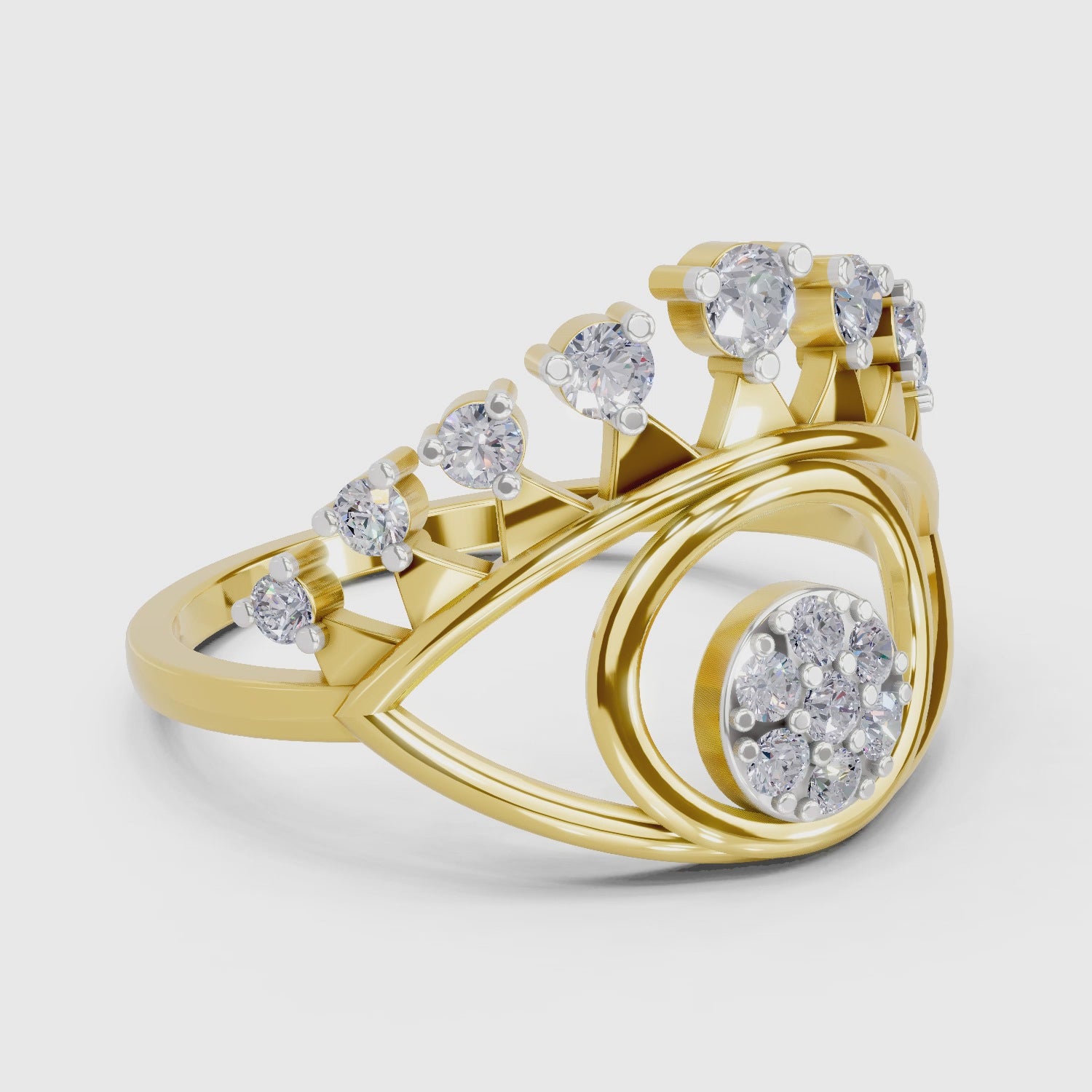 Load video: 0.37 Carat  | 925 Sterling Silver Gold Plated Evil Eye Ring