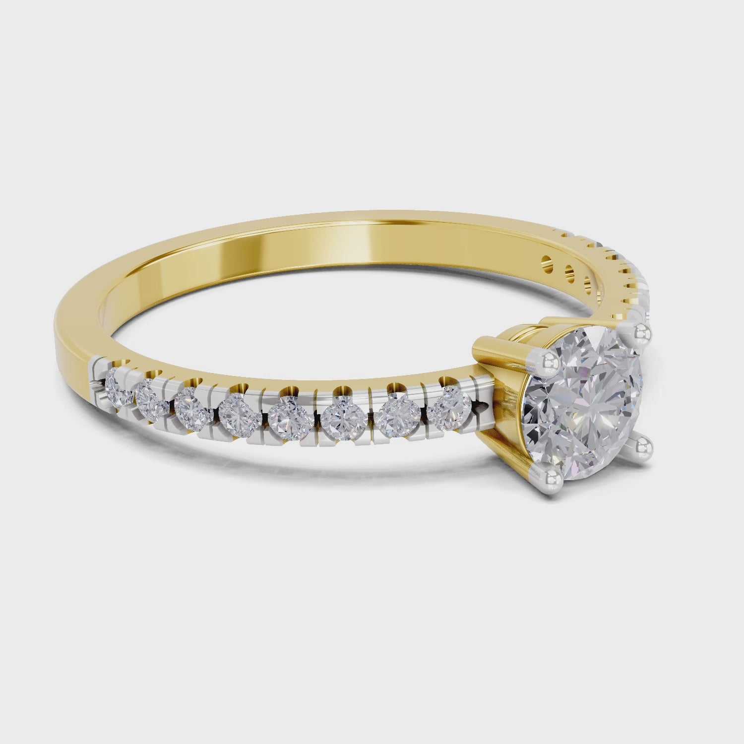 Load video: 0.67 Ct Round Shape Solitaire Diamond Ring | 14K Yellow Gold