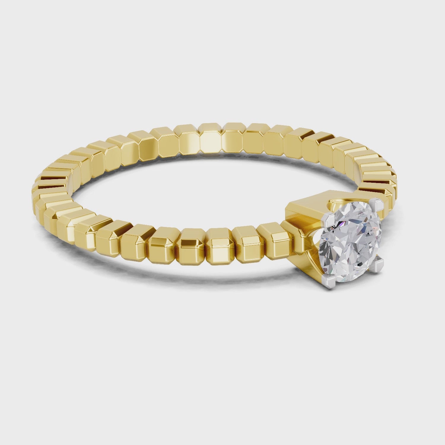 Load video: 0.32 Ct Round Shape | 925 Sterling Silver Gold Plated Solitaire Ring