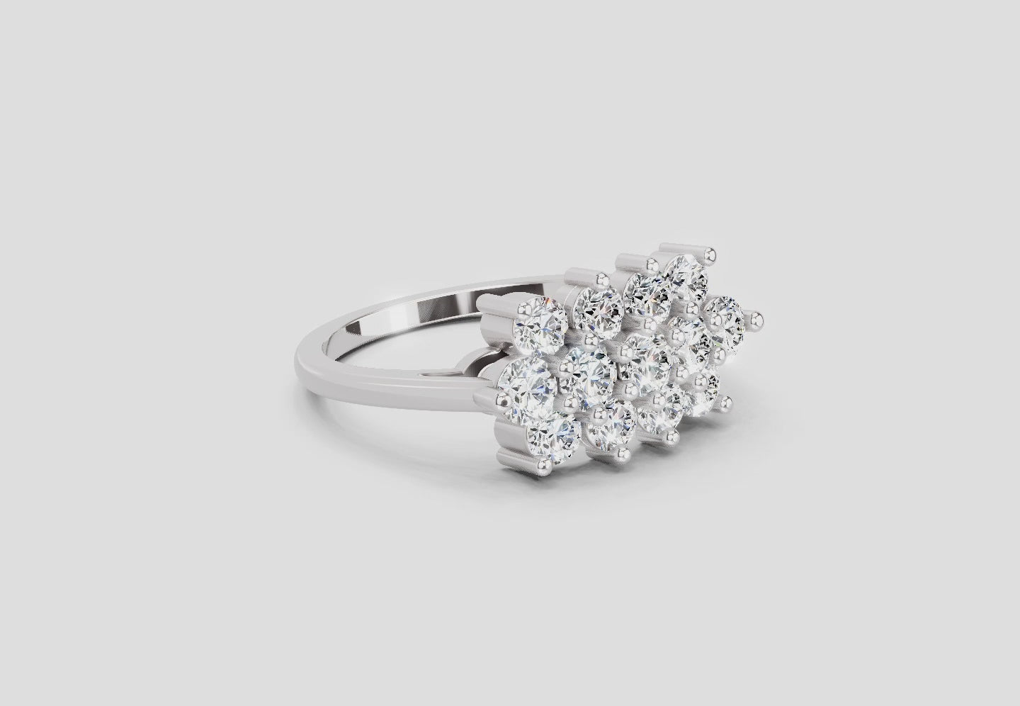 Load video: 1.02 Carat Diamond Cluster Bloom Promise Engagement Ring | 14K White Gold