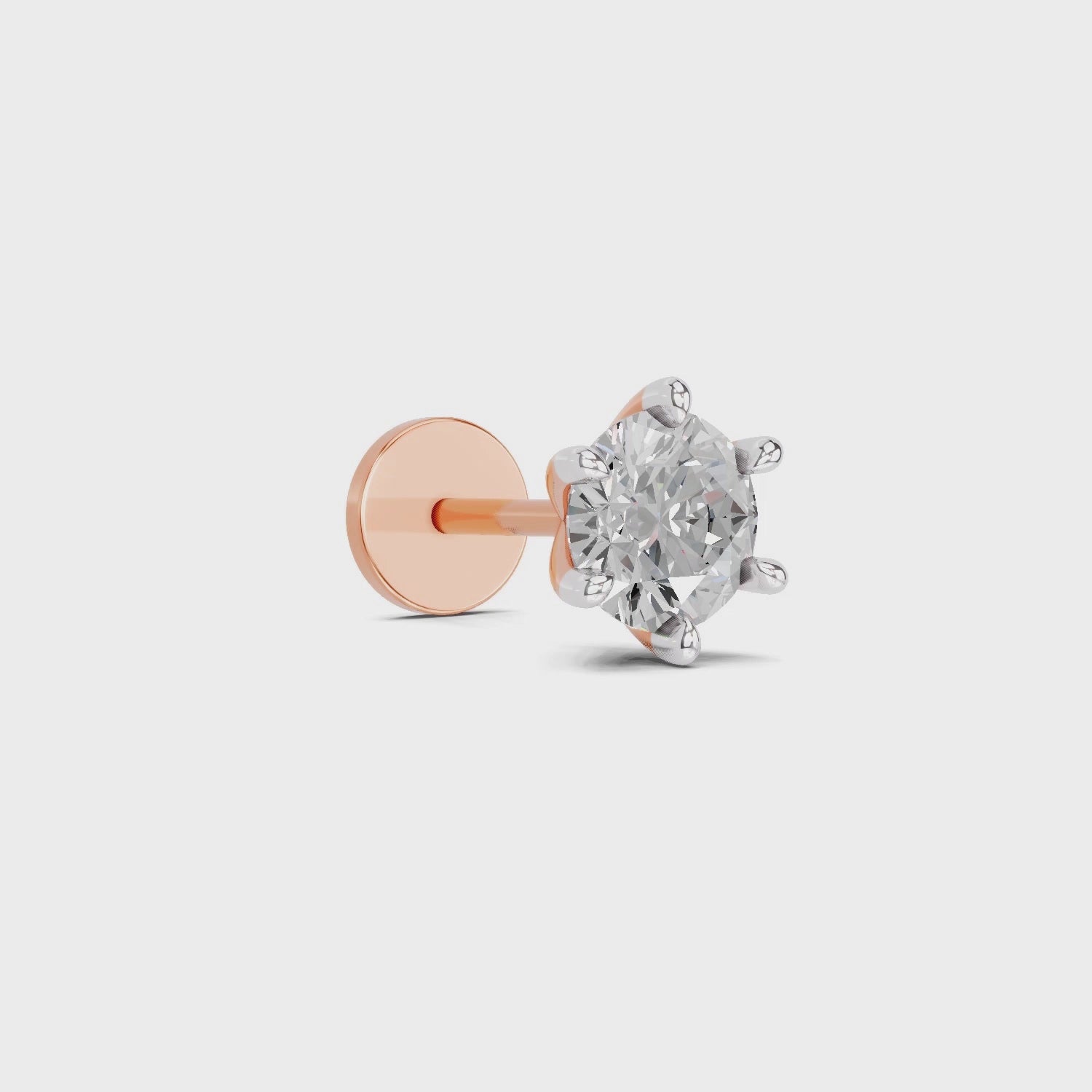 0.15 Carat Round Shape 6 Prong Solitaire Diamond Nose Pin | 14K Yellow Gold-Screw