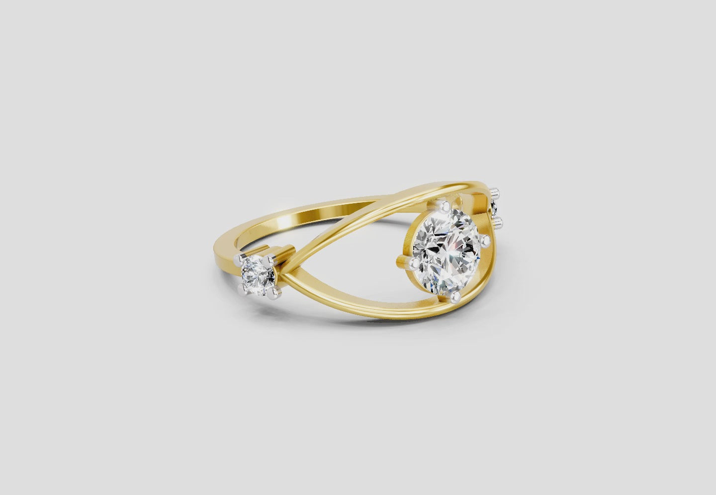 Sparkles Lab Grown Diamond 0.16 Carat Round Shape Evil Eye Solitaire Ring| 14K Yellow Gold