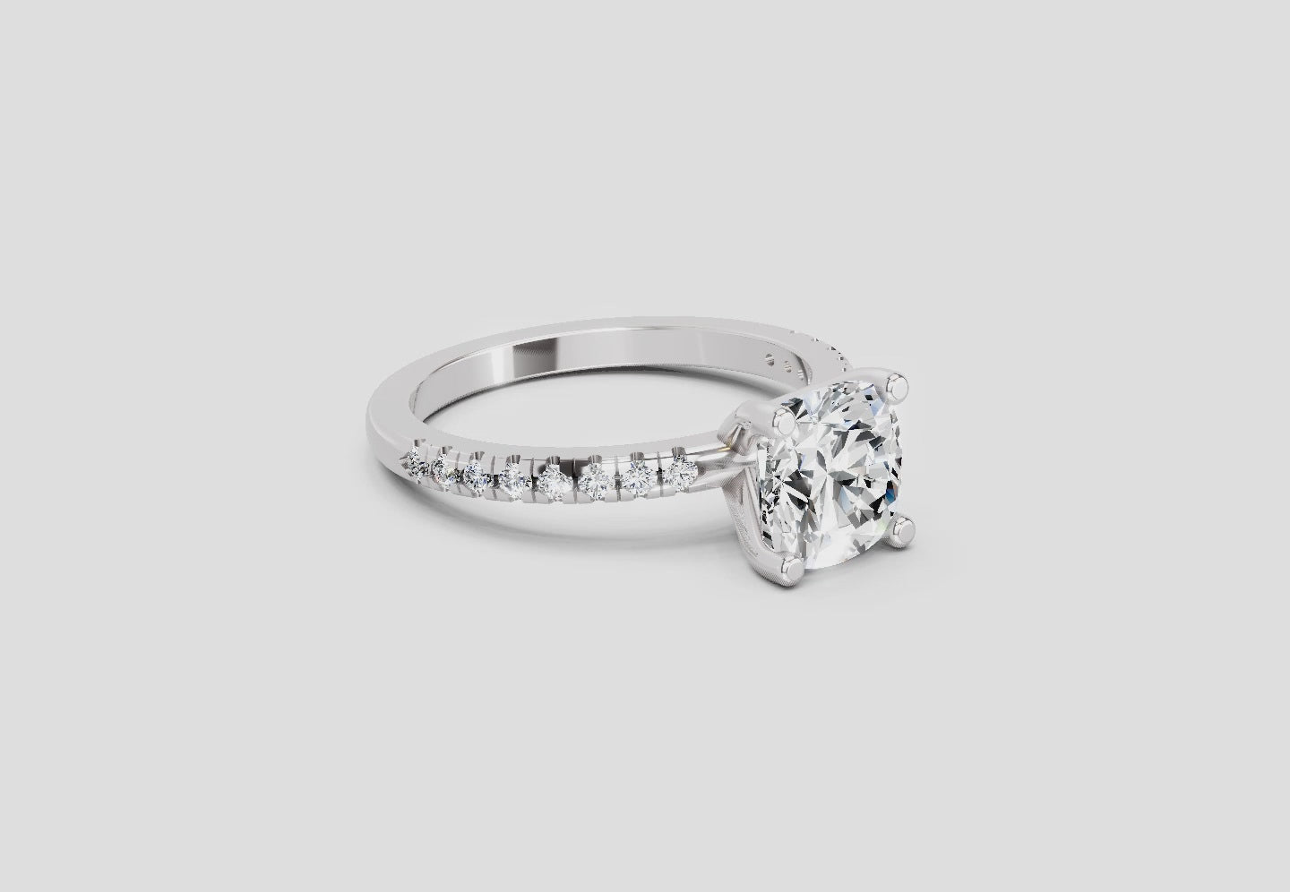 Load video: 2.22 Ct Cushion Shape Diamond Ring | 14K White Gold