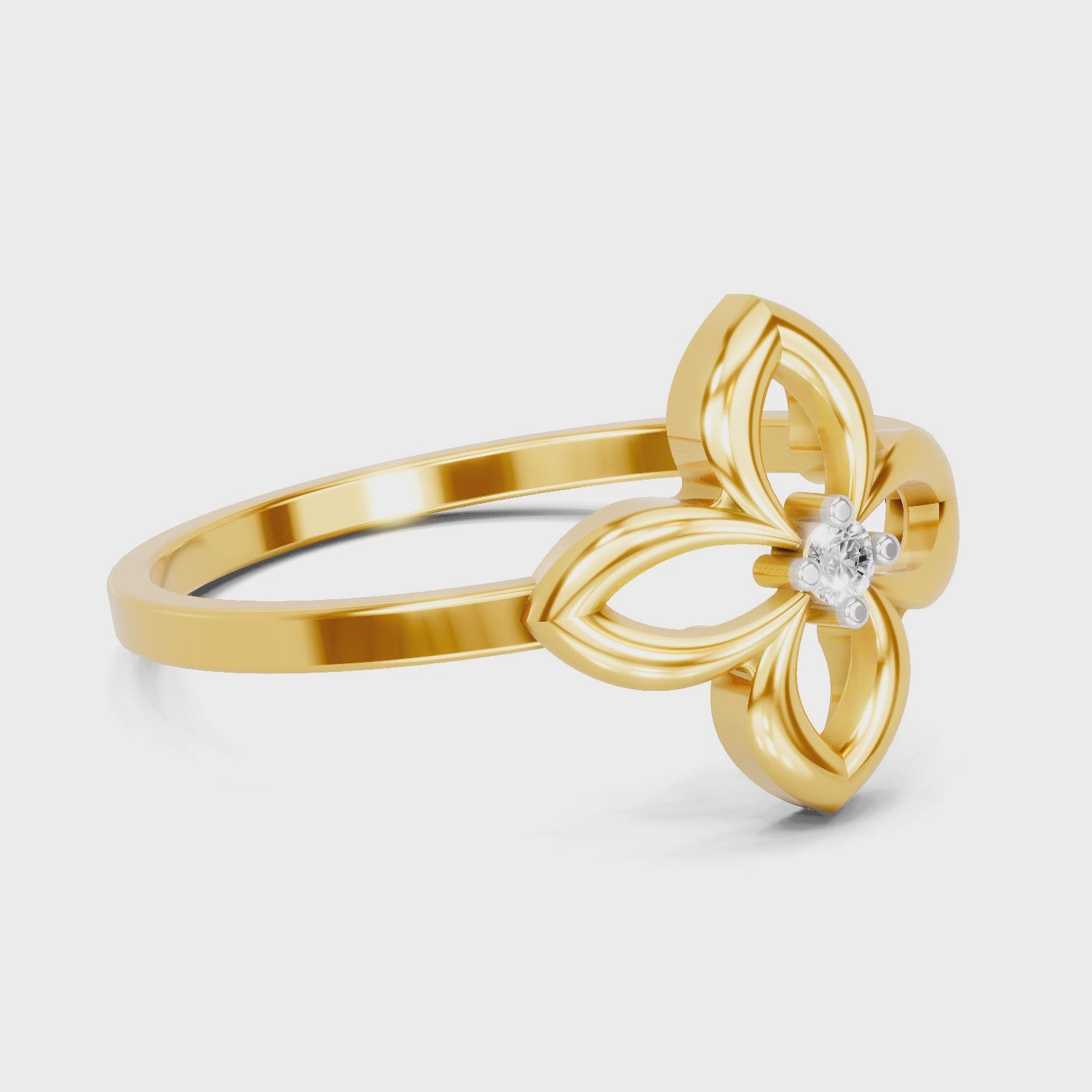 Load video: 0.01 Carat  | 925 Sterling Silver Gold Plated Floral Ring