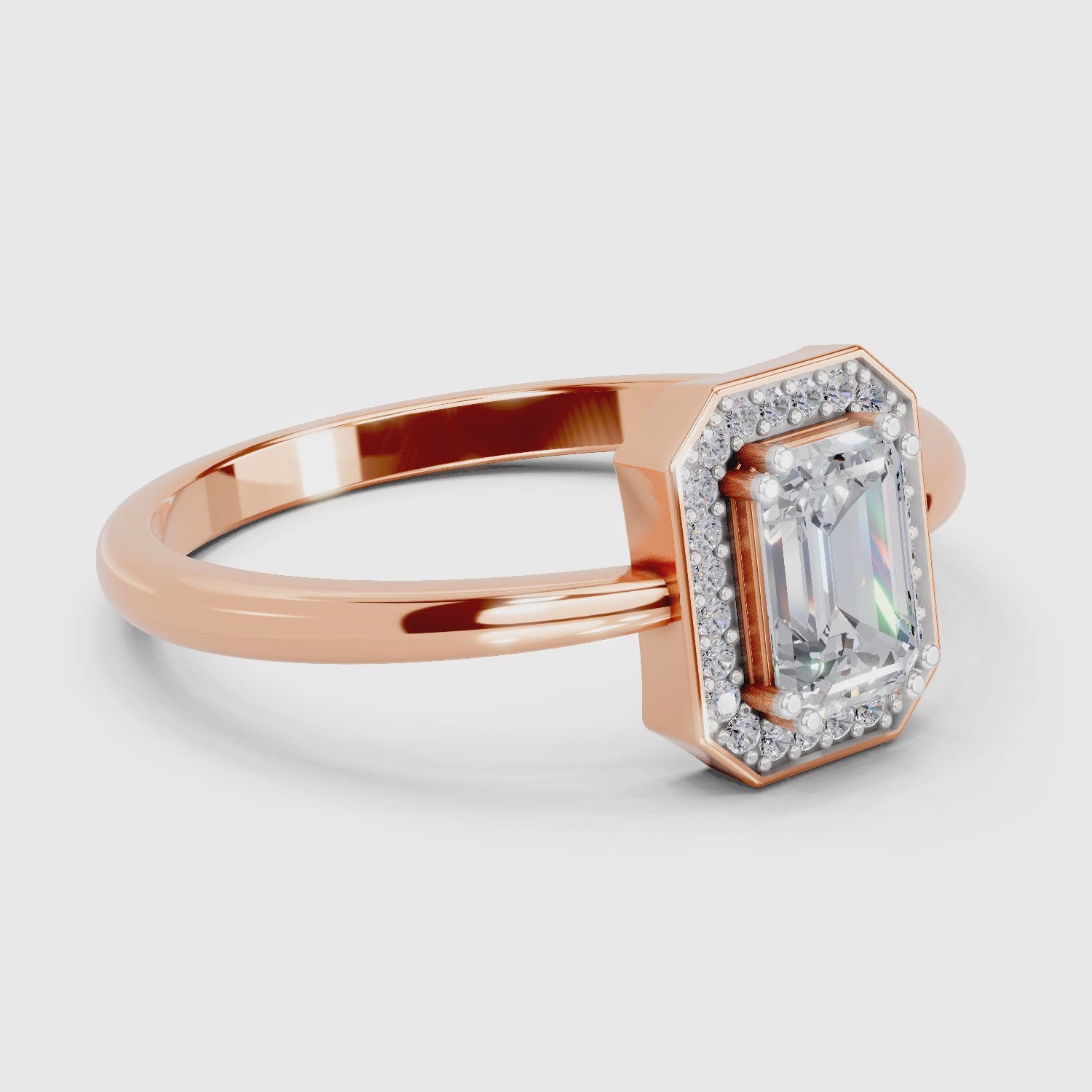 Load video: 0.68 Carat Emerald Cut Engagement Ring | 14K Rose Gold