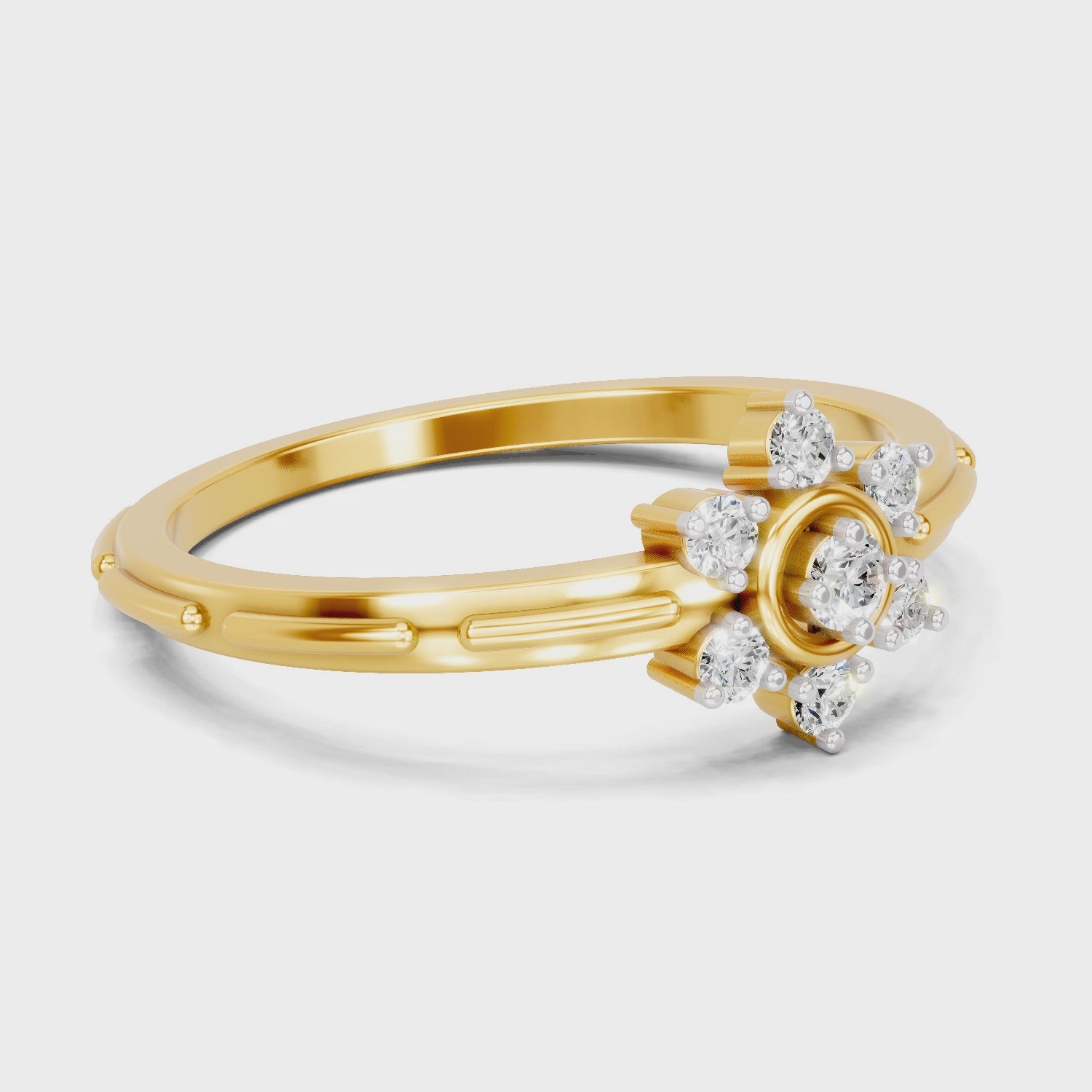 Load video: 0.12 Carat | 925 Sterling Silver Gold Plated floral cluster Ring