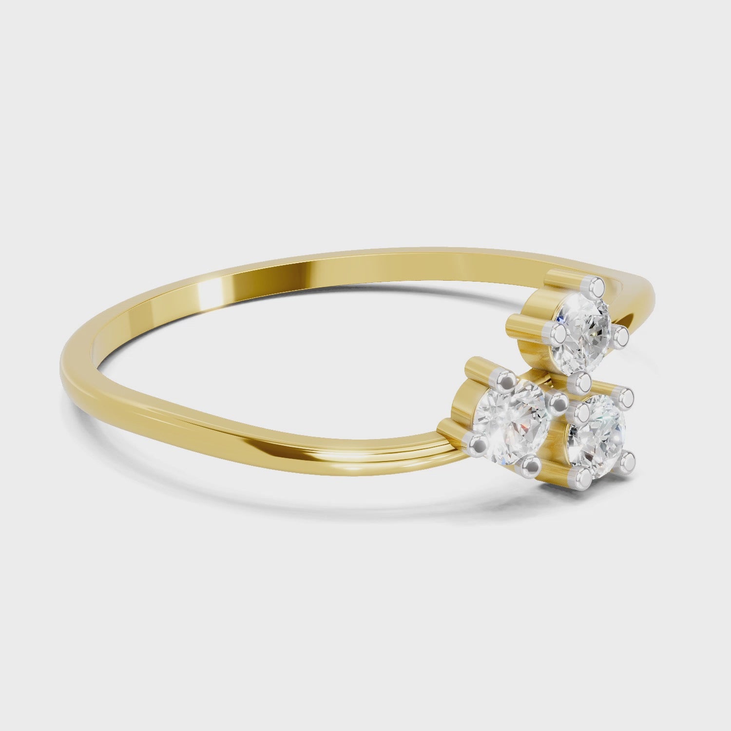 Load video: 0.18 Carat Threefold Diamond Engagement Ring | 14K Yellow Gold