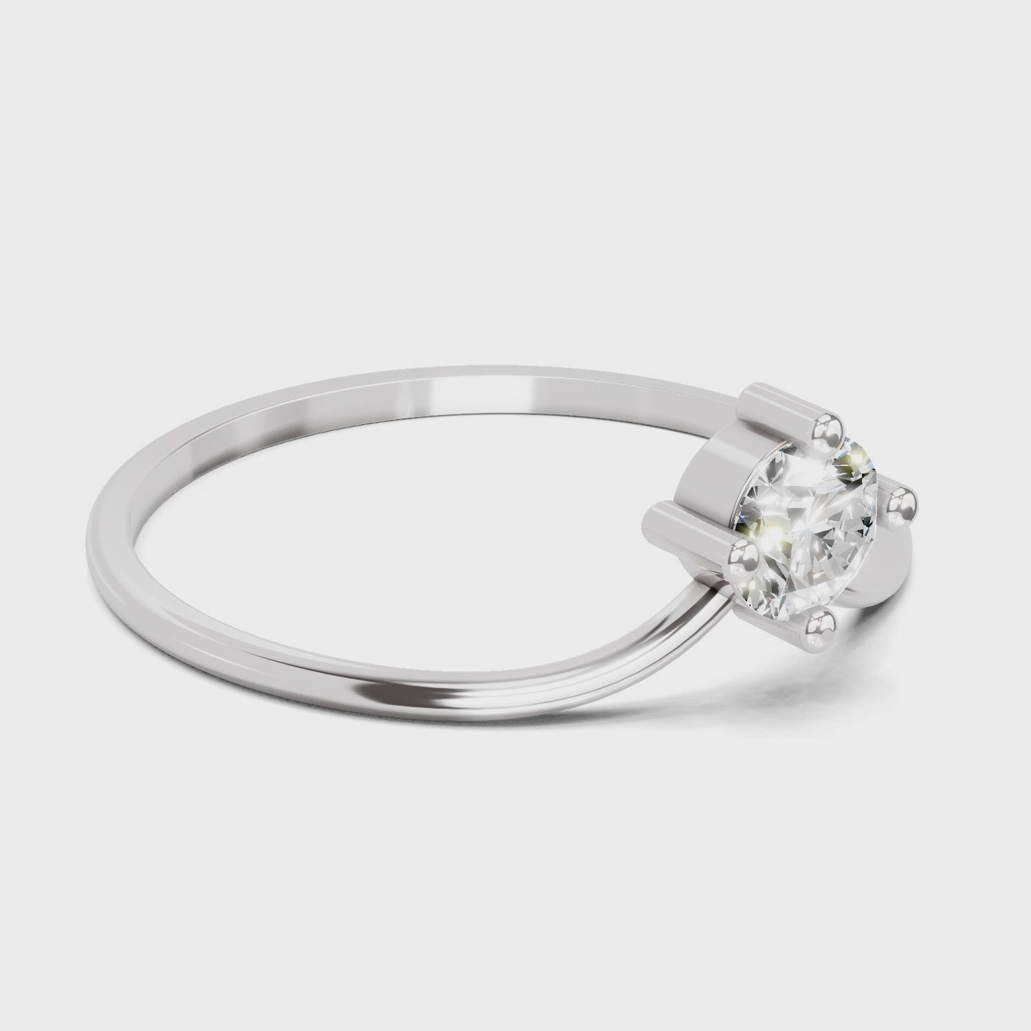 Load video: Sparkles Lab Grown Diamond 0.25 Carat Luna Solitaire Diamond Engagement Ring | 14K White Gold