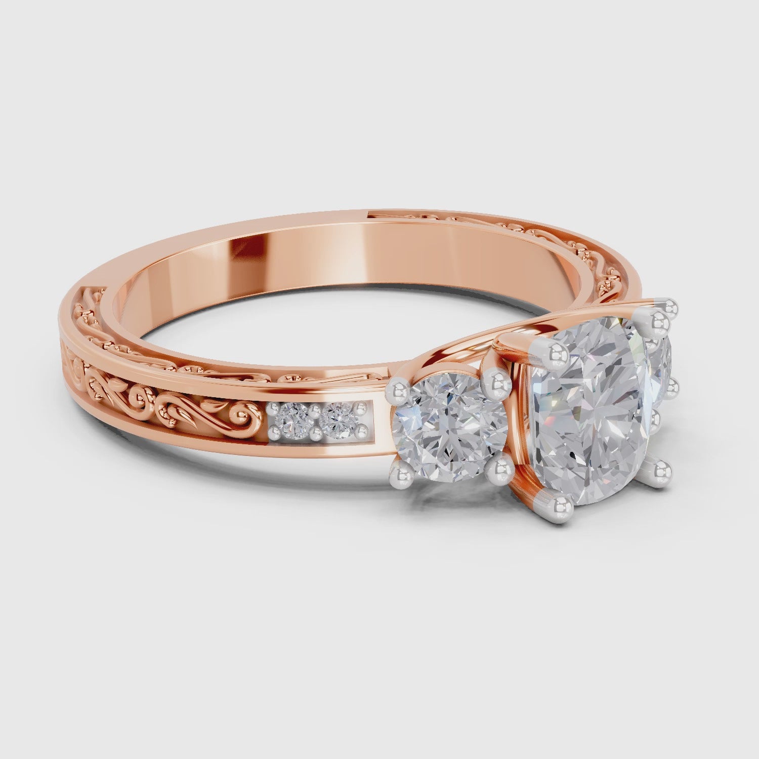 1.46 Ct Cushion Shape Solitaire Diamond Ring| 14K Rose Gold