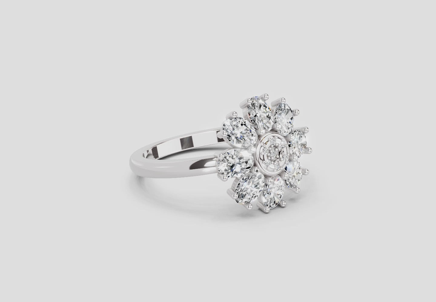 Load video: 1.63 Carat Daisy Royale Promise  Engagement Ring | 14K White Gold