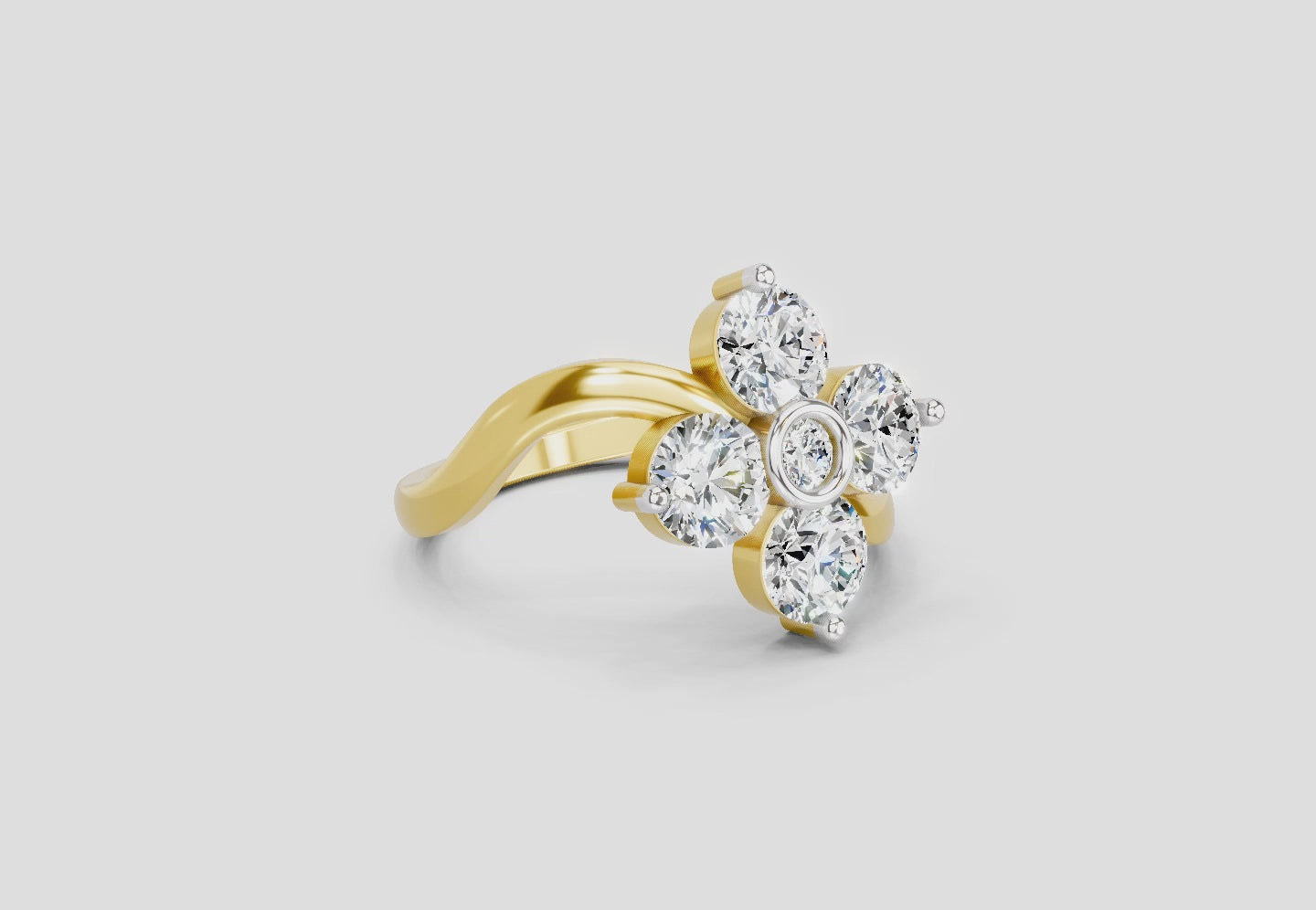 Load video: 1.63 Ct Round Four Stone Ring | 14K Yellow Gold
