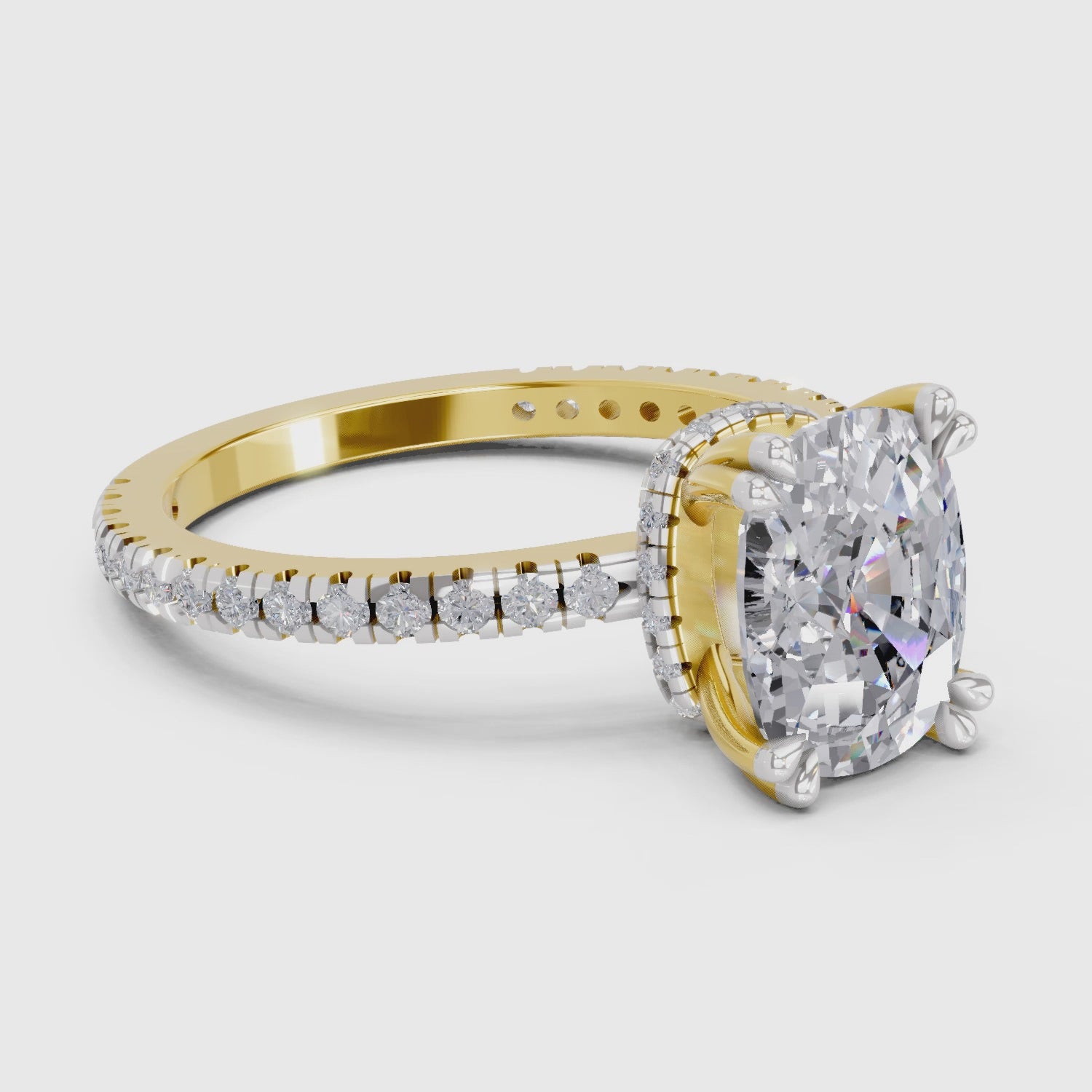 3.19 Ct Cushion Shape Solitaire Diamond Ring| 14K Yellow Gold