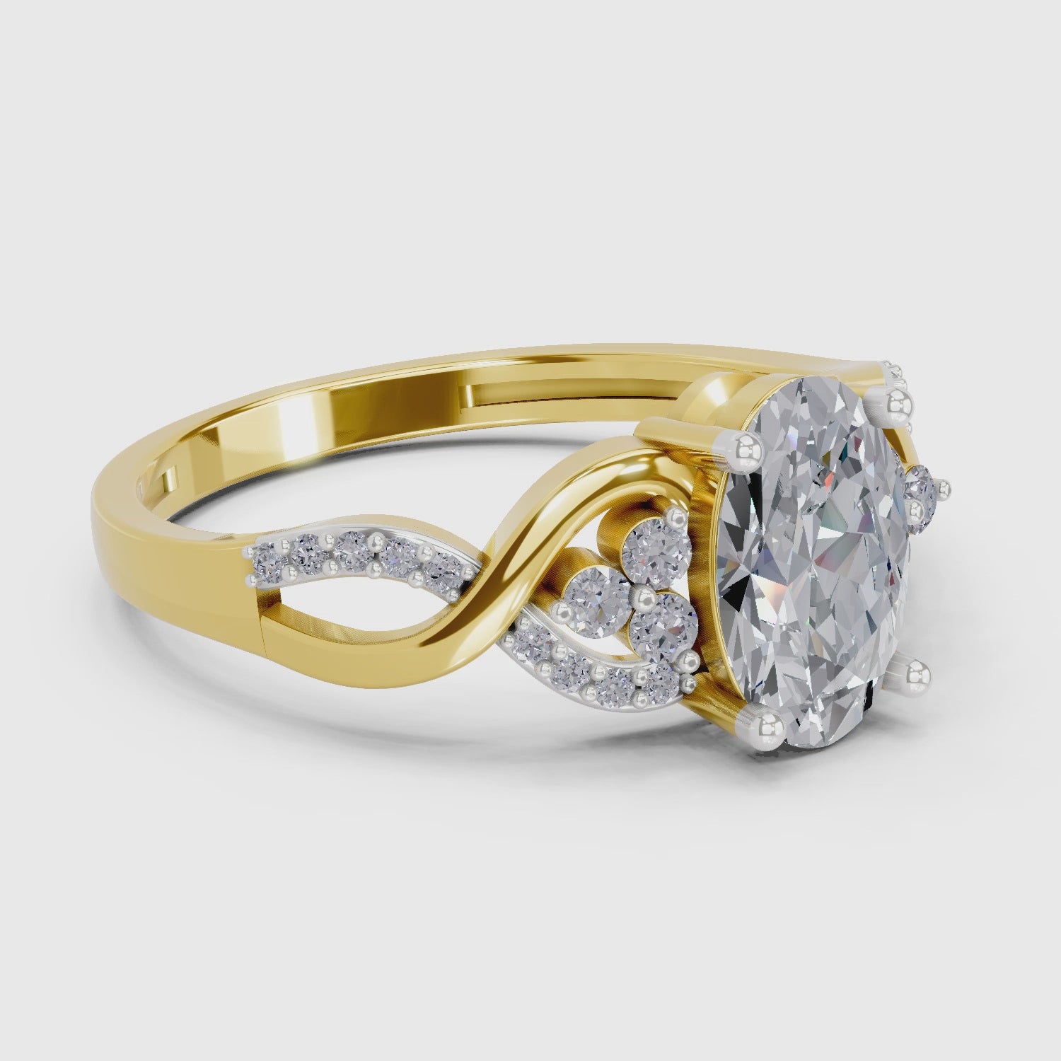 Load video: 2.19 Carat Oval Shape Swirl Engagement Ring | 14K Yellow Gold