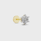 0.15 Carat Round Shape 6 Prong Solitaire Diamond Nose Pin | 14K Yellow Gold-Screw
