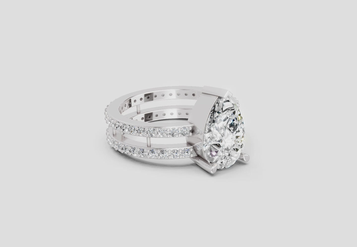 Load video: 3.98 Ct Pear Shape Diamond Engagement Ring | 14K Yellow Gold