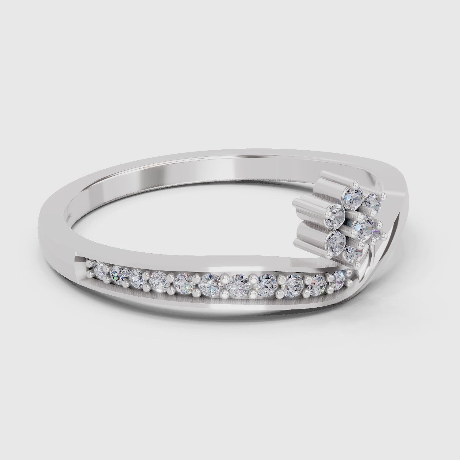 Load video: 0.11 Carat Round Shape Floral Engagement Ring | 14K White Gold