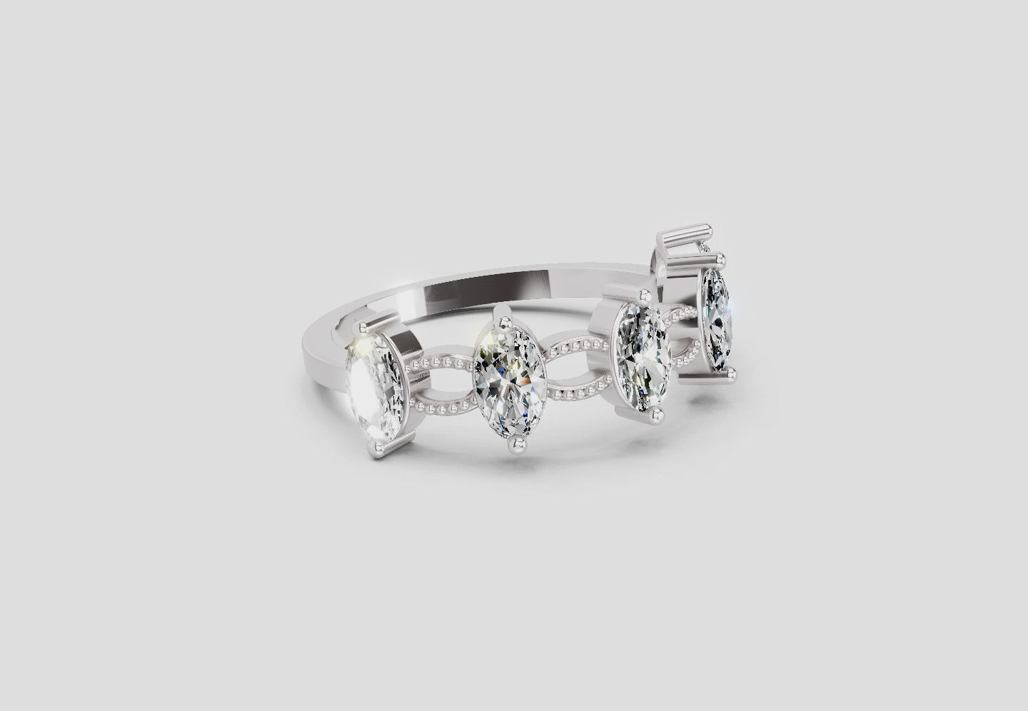 Load video: 1.10 Ct Oval Shape Diamond Band Ring | 14K White Gold