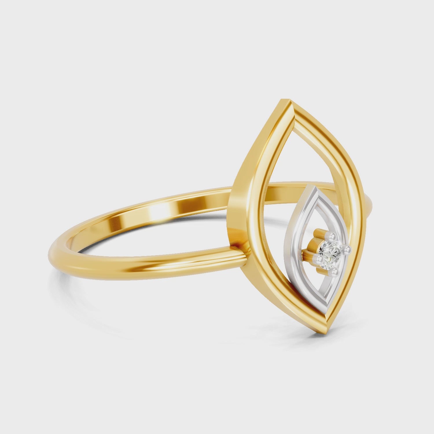 Load video: 0.02 Carat  | 925 Sterling Silver Gold Plated Petal Fashion Ring