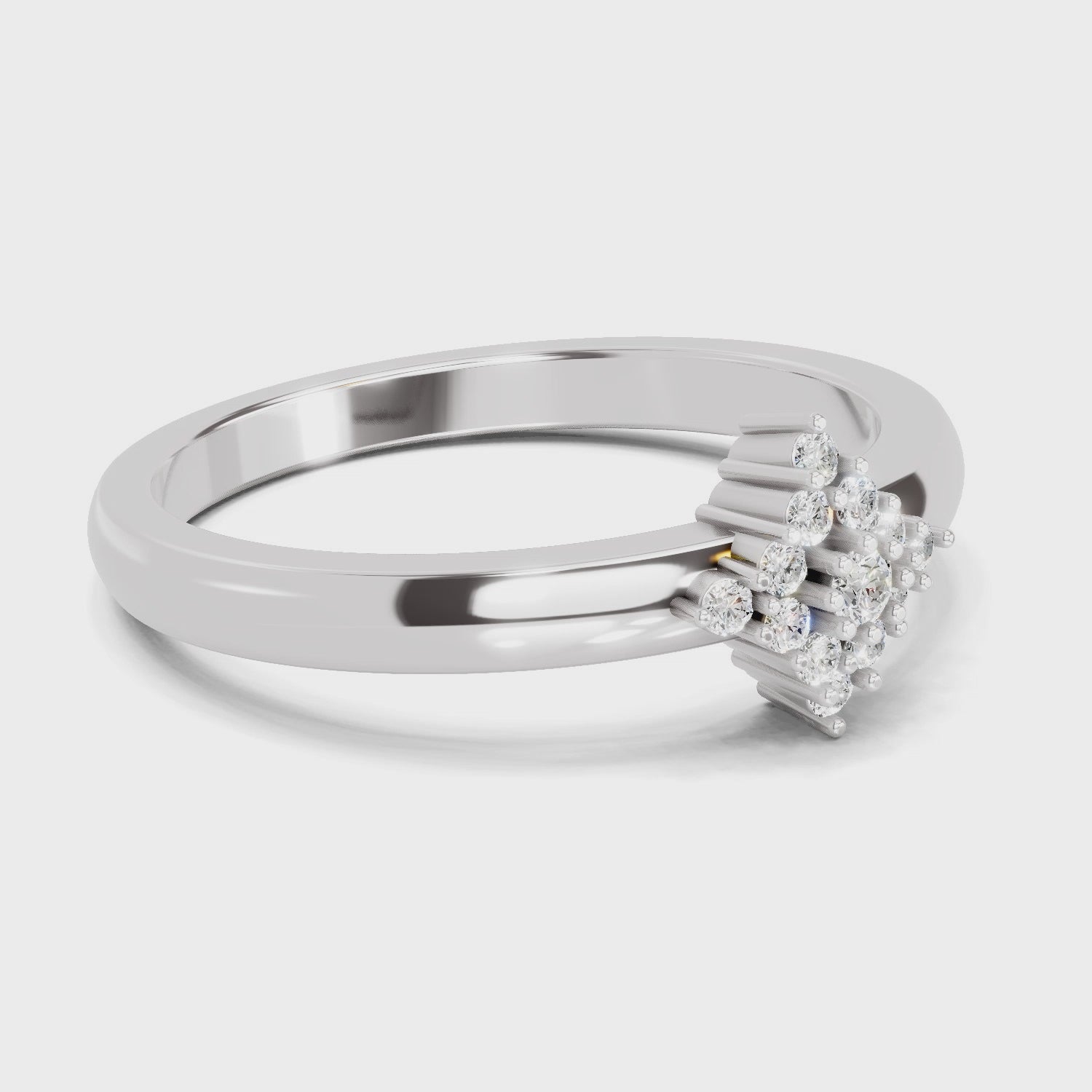 Load video: 0.12 Carat Diamond Kite Cluster Promise Engagement Ring | 14K White Gold