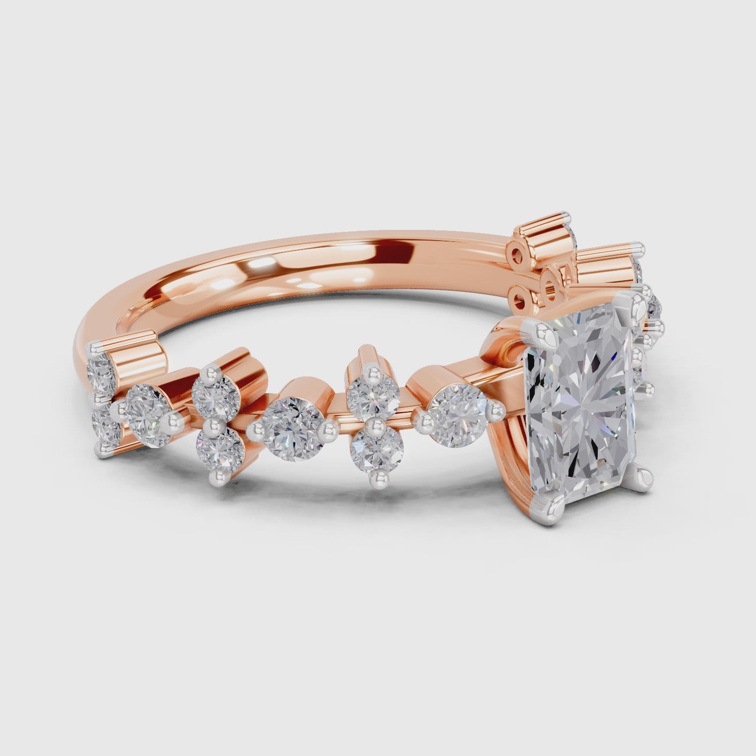 Load video: 1.49 Ct Emerald Shape Solitaire Diamond Ring| 14K Rose Gold