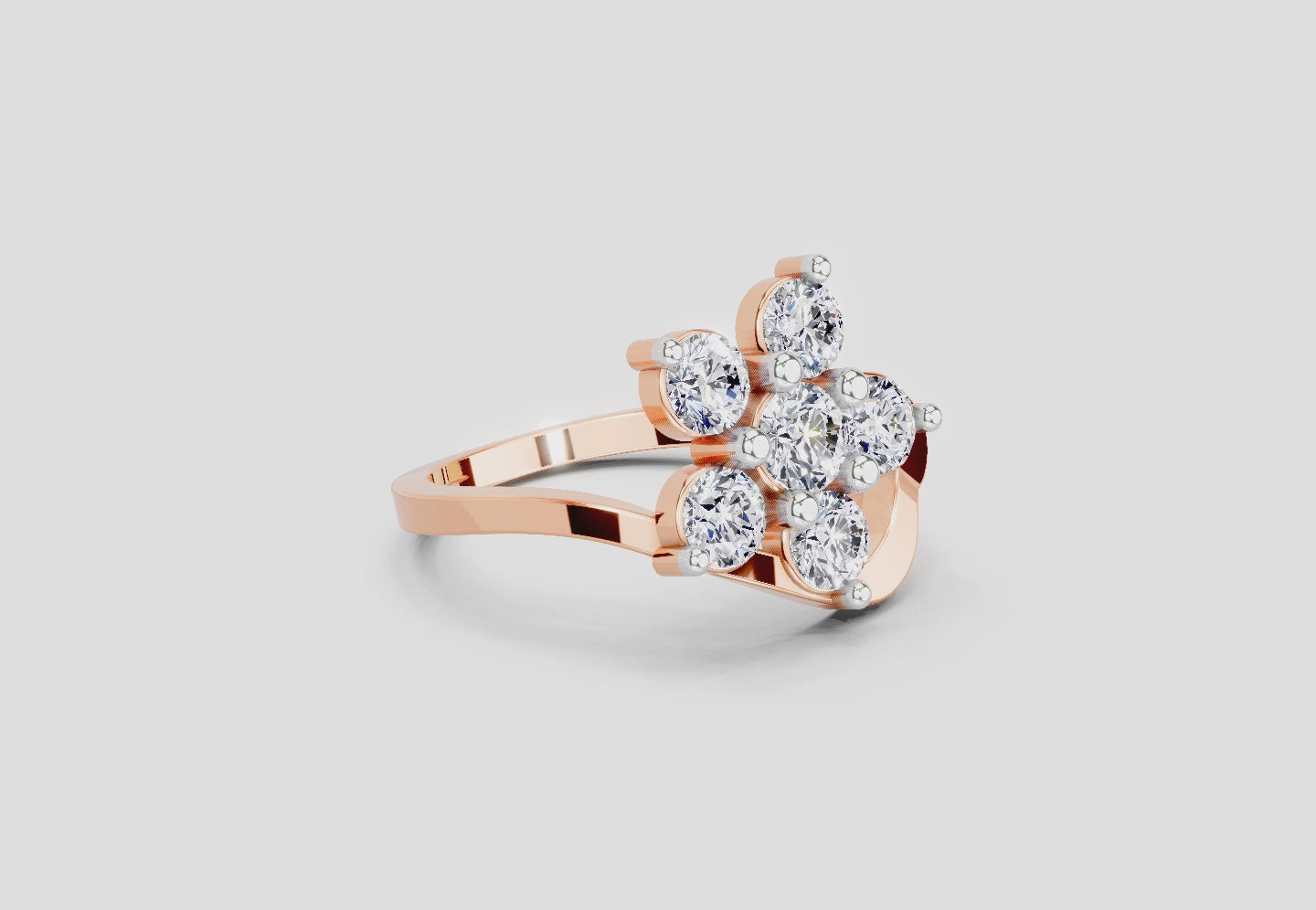 Load video: 1.55 Ct Round Shape Floral Diamond Ring | 14K Rose Gold