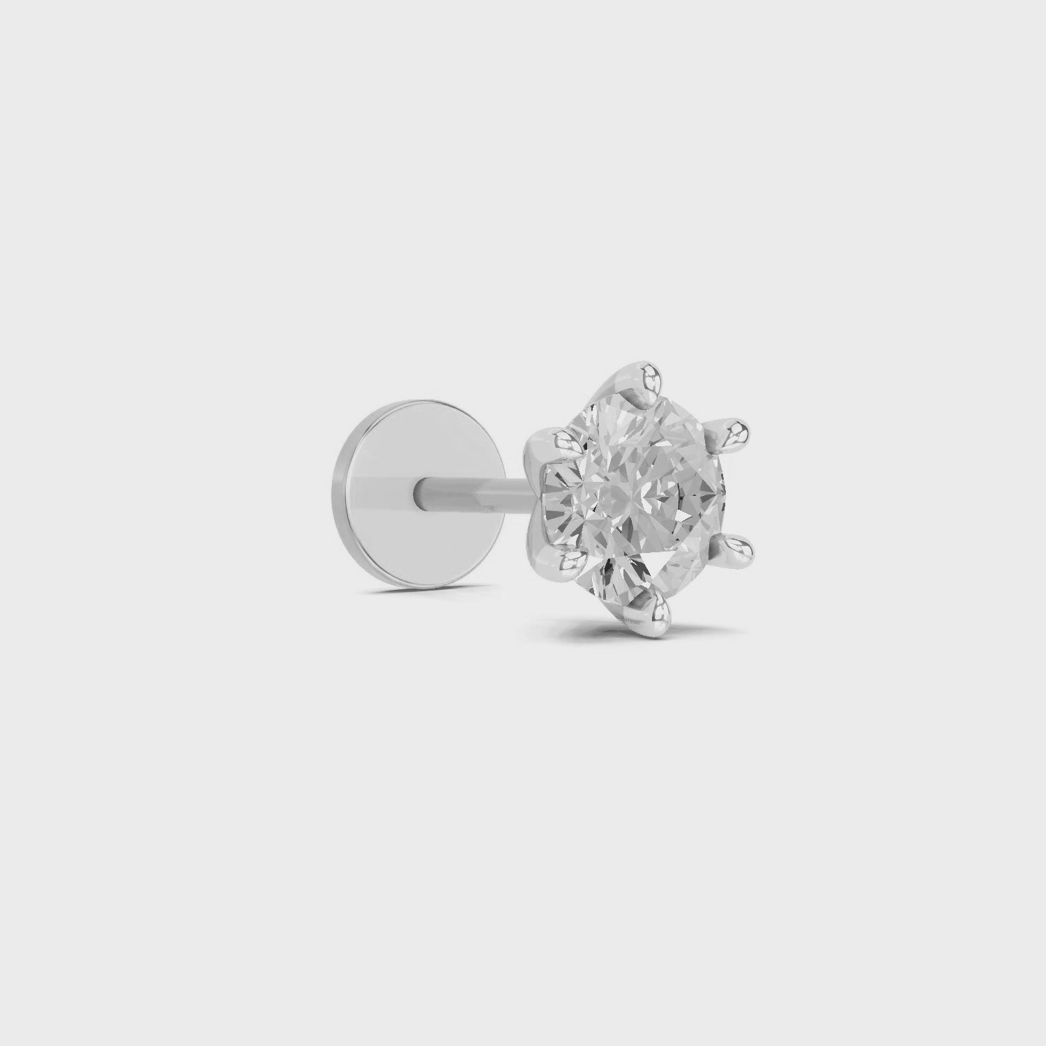 0.15 Carat Round Shape 6 Prong Solitaire Diamond Nose Pin | 14K Yellow Gold-Screw