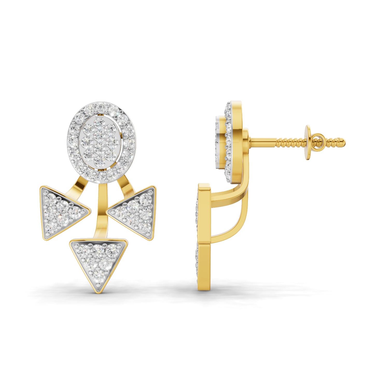1 Carat  | 925 Sterling Silver Yellow Gold Plated Fashion Earrings