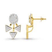 1 Carat  | 925 Sterling Silver Yellow Gold Plated Fashion Earrings