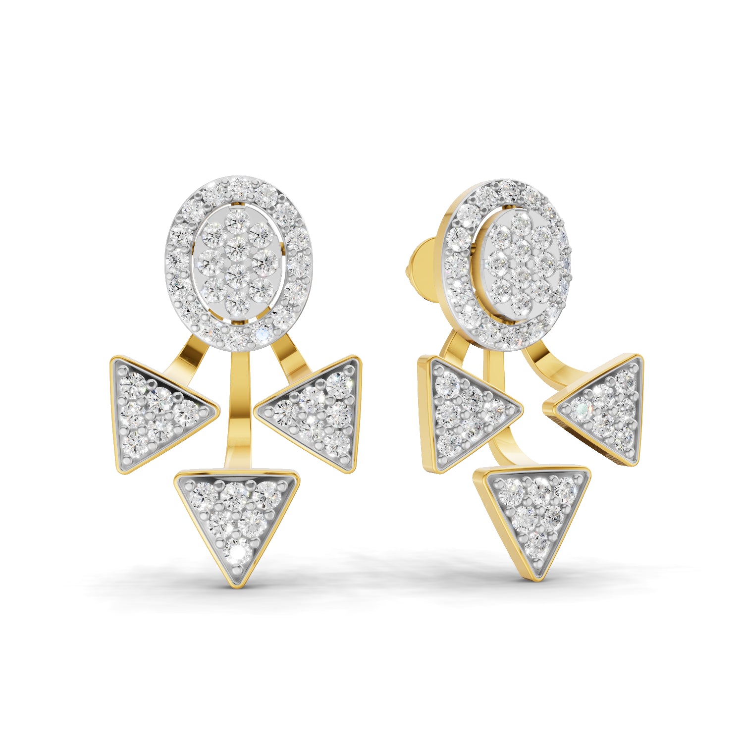 1 Carat  | 925 Sterling Silver Yellow Gold Plated Fashion Earrings
