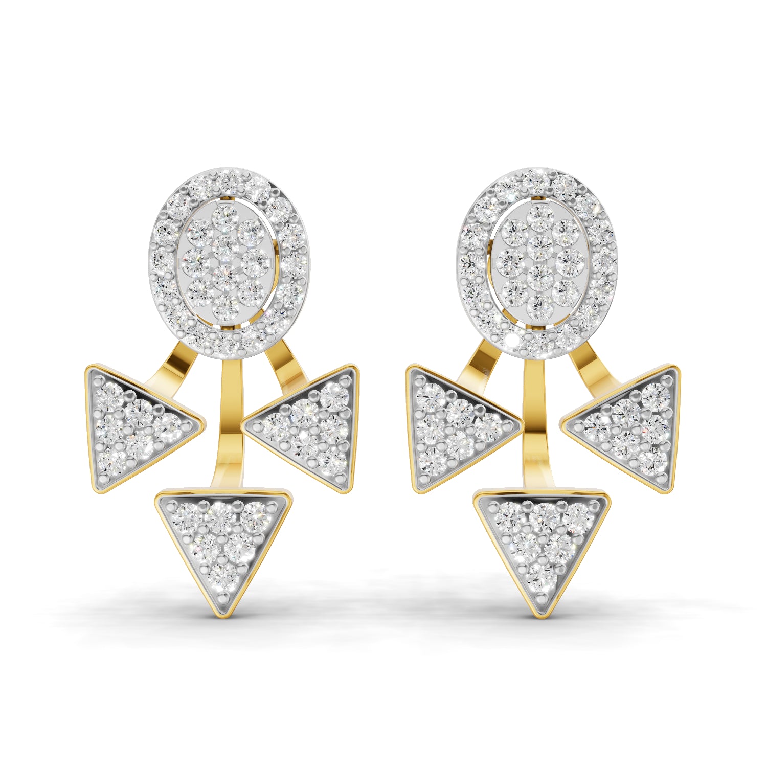 1 Carat  | 925 Sterling Silver Yellow Gold Plated Fashion Earrings